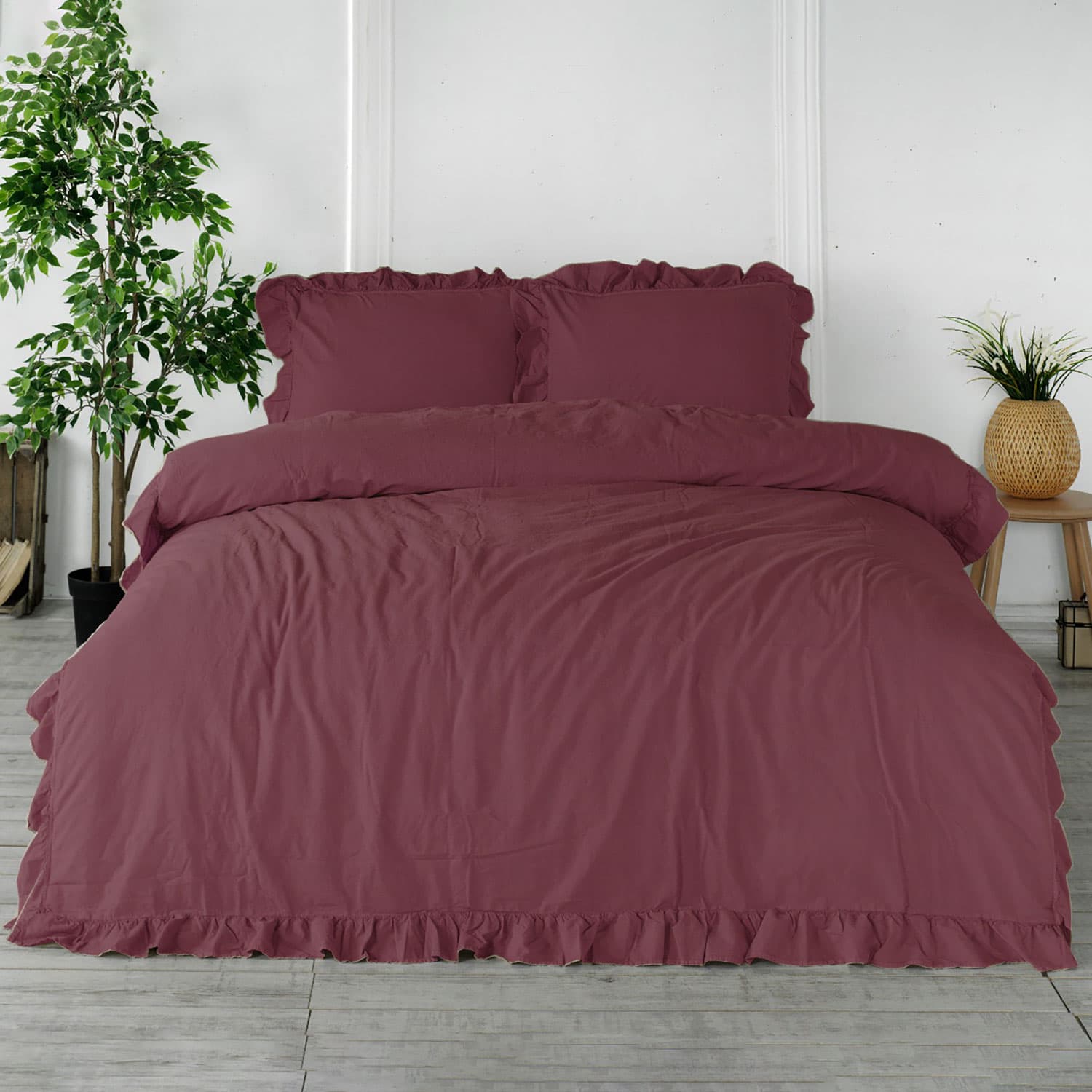 Pościel bawełniana RASPBERRY/160x200(P) STONEWASHED 