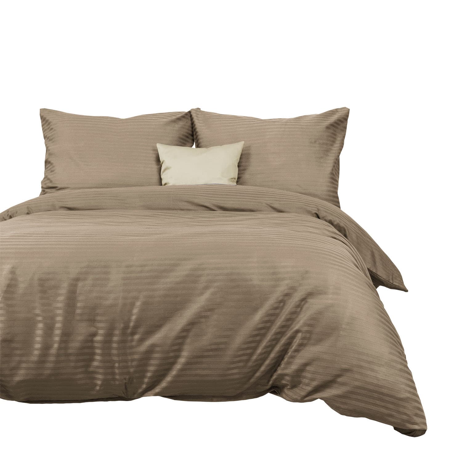 Pościel satyna bawełniana CIZGILI LIGHT BROWN/160x200 EXCLUSIVE 