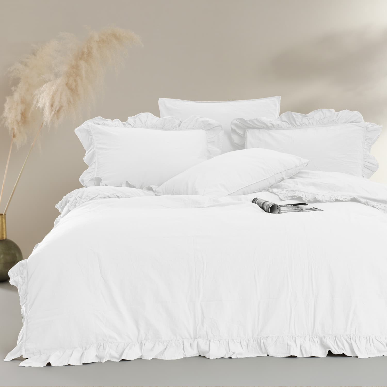 Pościel bawełniana OPTIC WHITE/220X200(P) STONEWASHED 