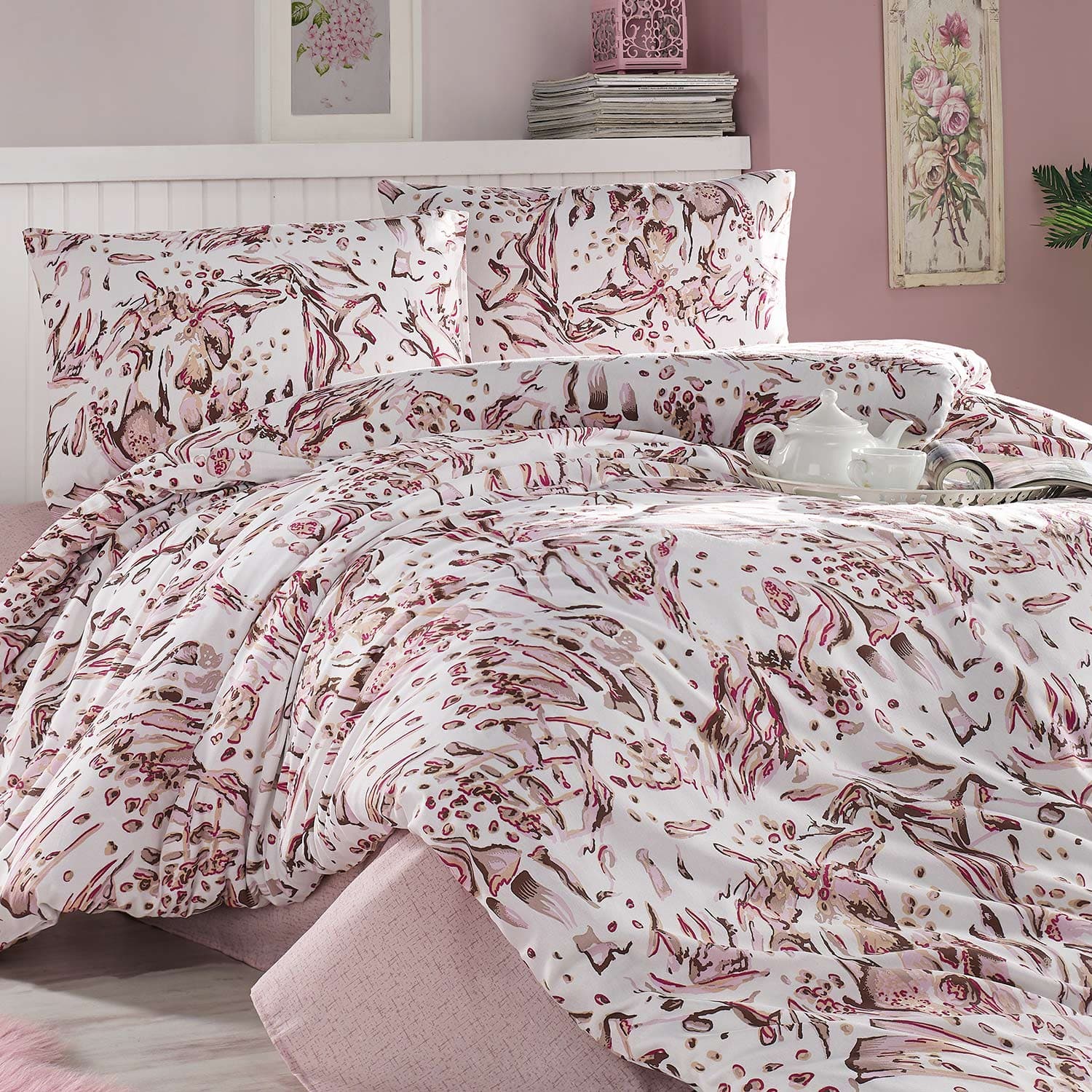 Pościel bawełniana TAVRA PINK/140x200 COTTONLOVE EXCLUSIVE 