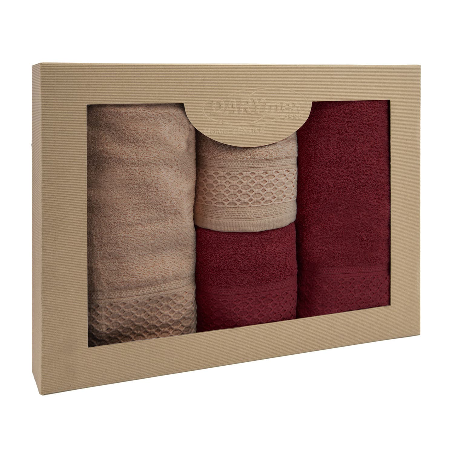Ręcznik D Bawełna 100% Solano Beż + Bordo (P) 2x50x90+2x70x140 kpl. 
