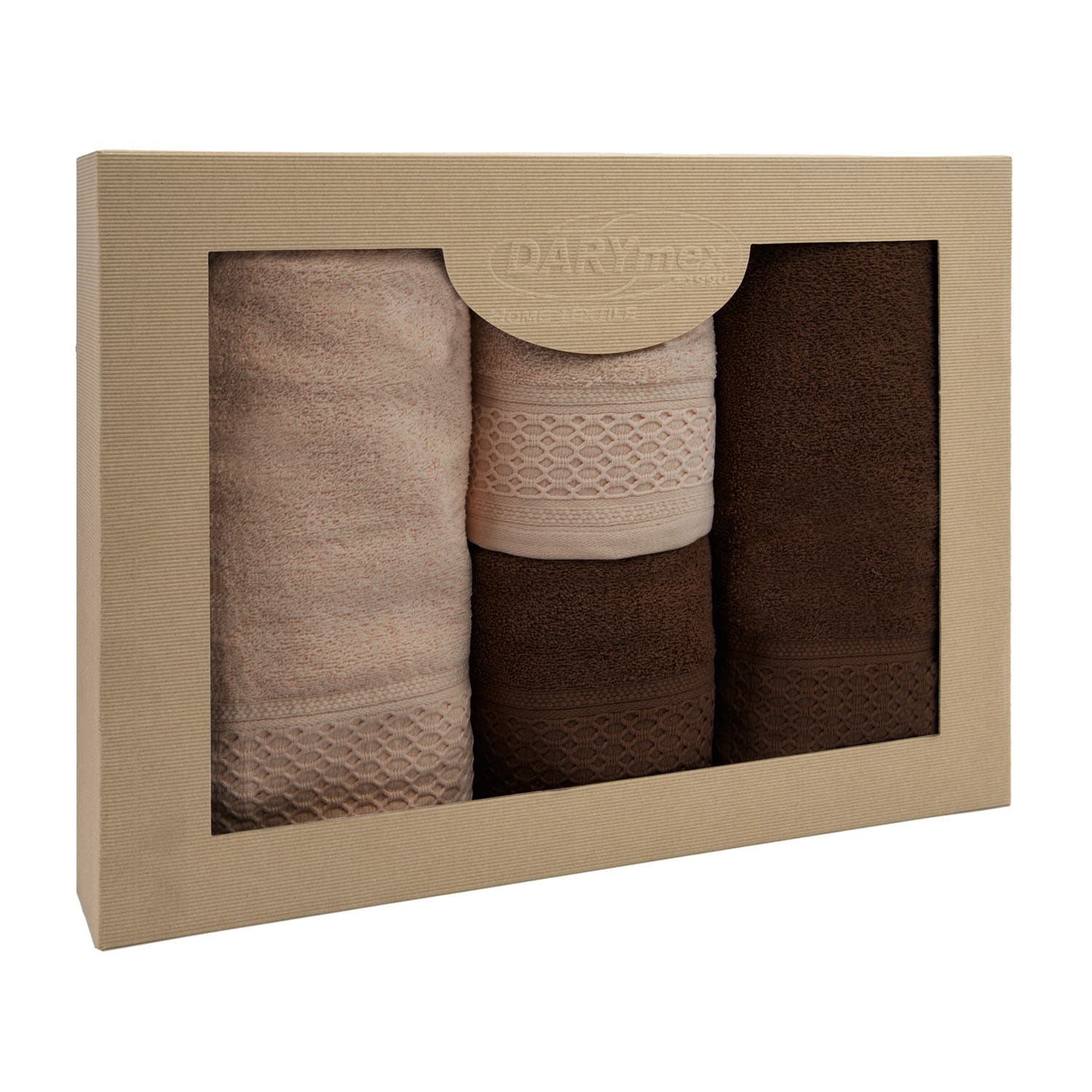 Ręcznik D Bawełna 100% Solano Beż + Ciemny Brąz (P) 2x50x90+2x70x140 kpl. 