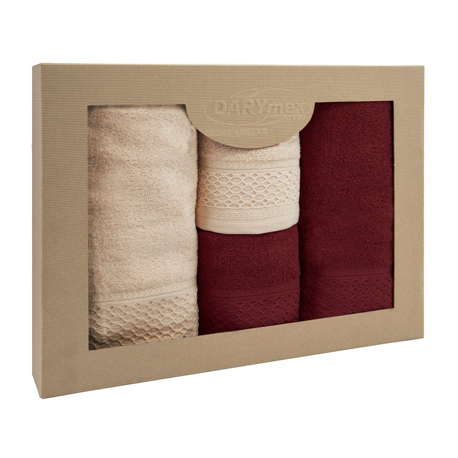 Ręcznik D Bawełna 100% Solano Cappuccino + Bordo (P) 2x50x90+2x70x140 kpl. 