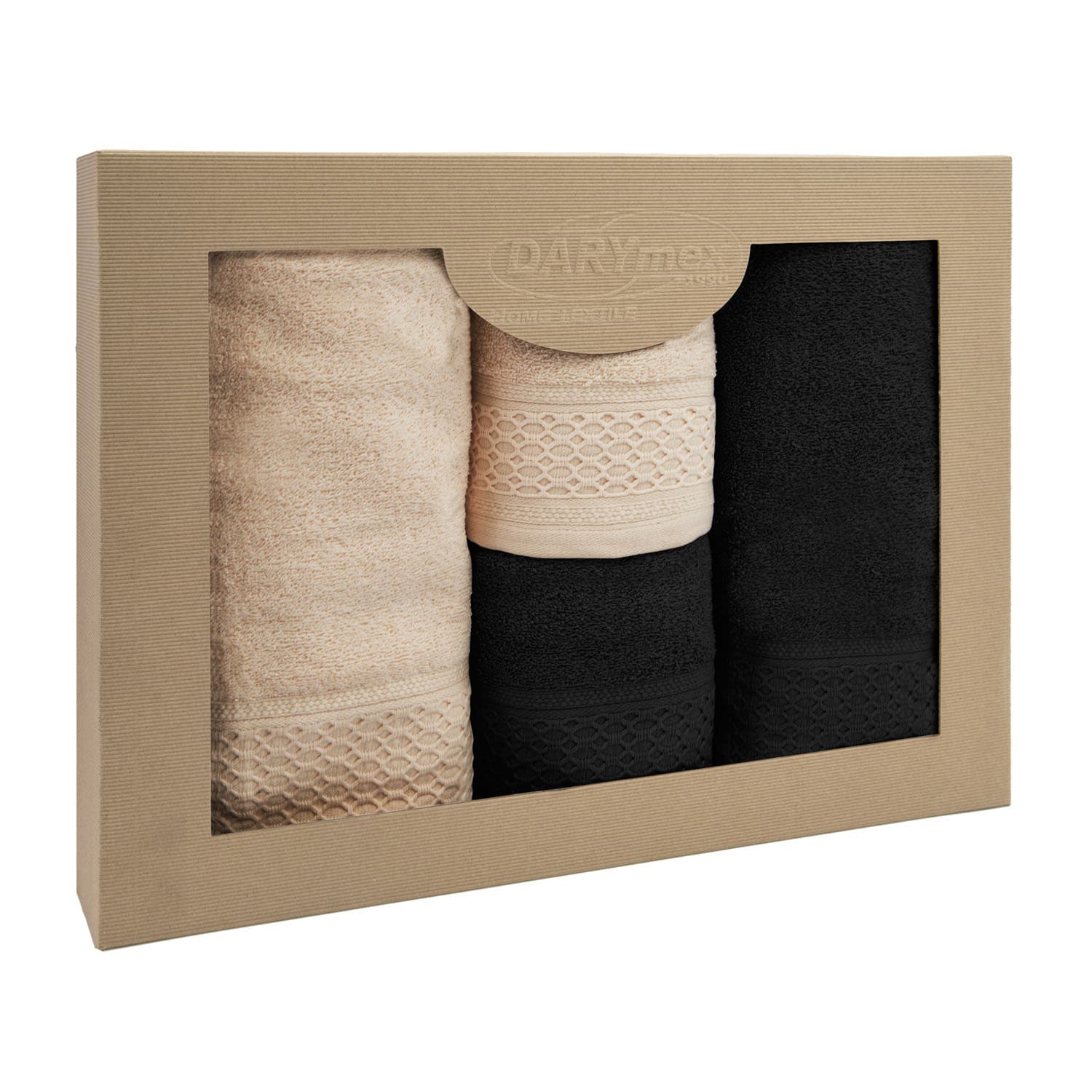 Ręcznik D Bawełna 100% Solano Cappuccino + Czarny (P) 2x50x90+2x70x140 kpl. 