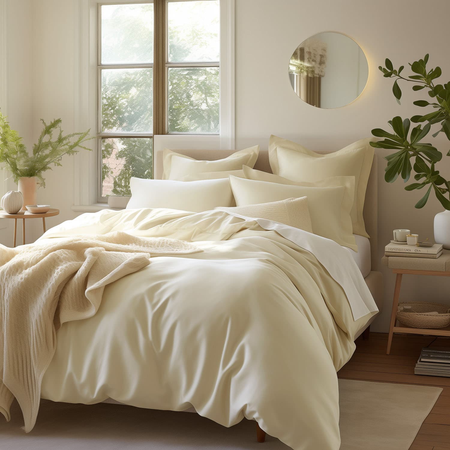 Pościel satyna bawełniana KREM 155/140x200+1posz.70x80 