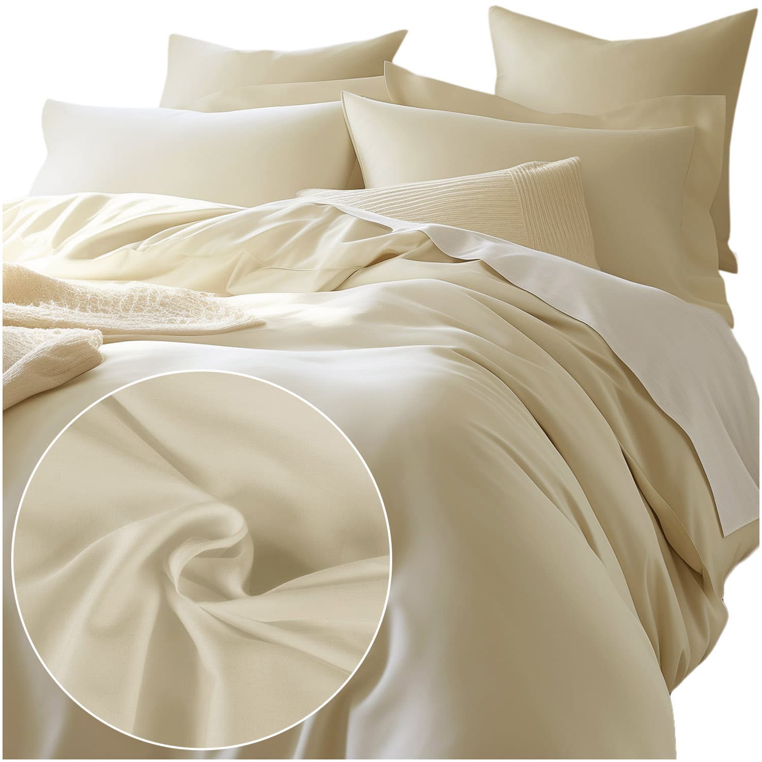 Pościel satyna bawełniana KREM 155/140x200+1posz.70x80 