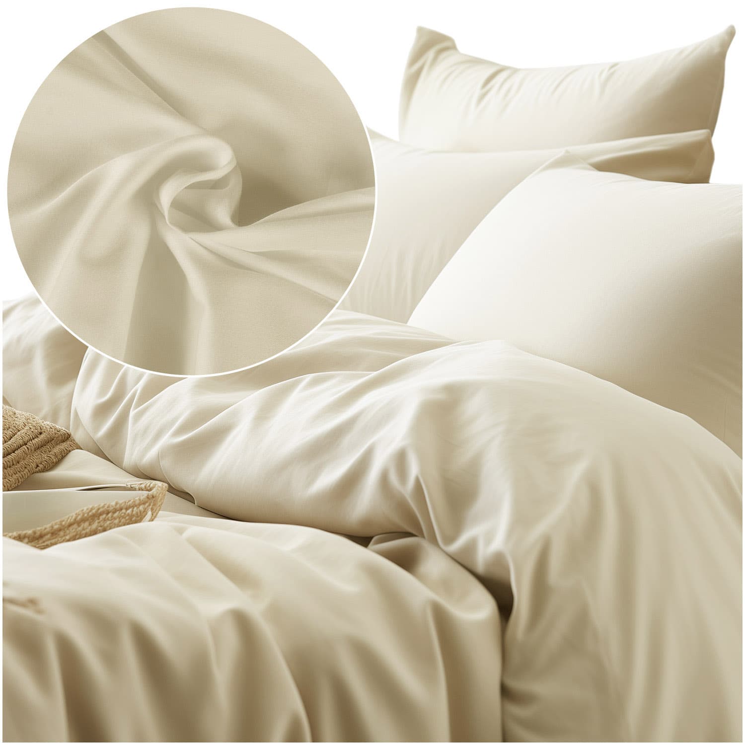 Pościel satyna bawełniana KREM 155/140x200+1posz.70x80 