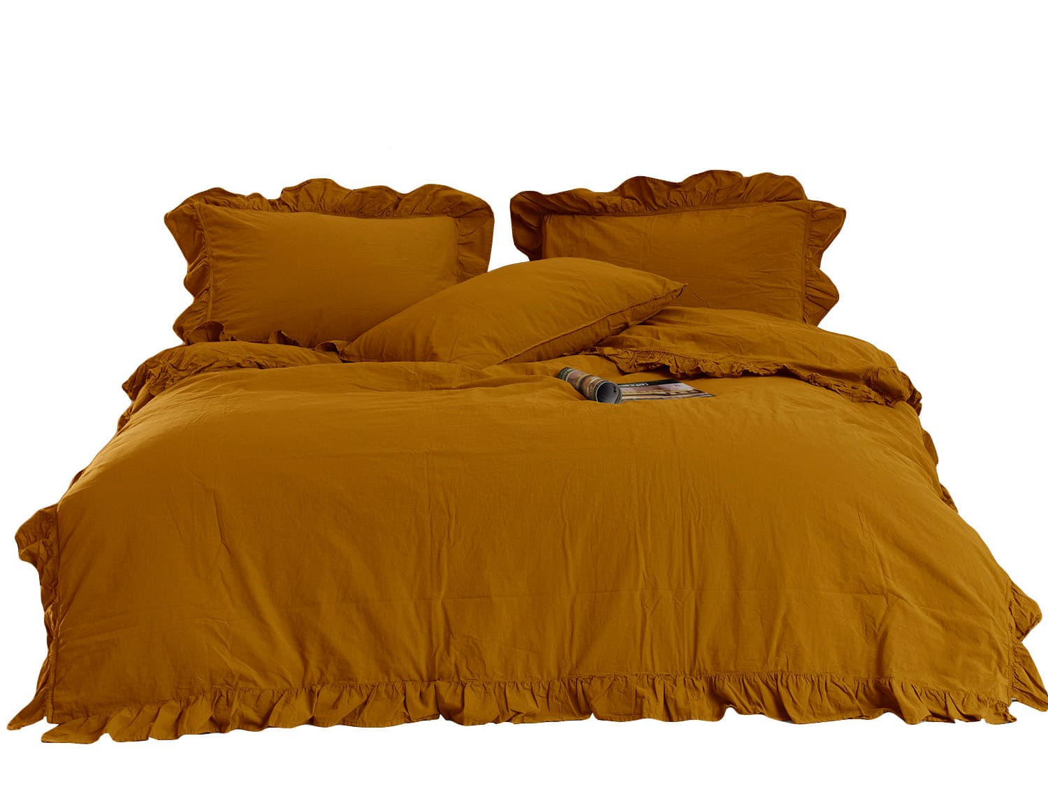 Pościel bawełniana MUSTARD/160x200(P) STONEWASHED 