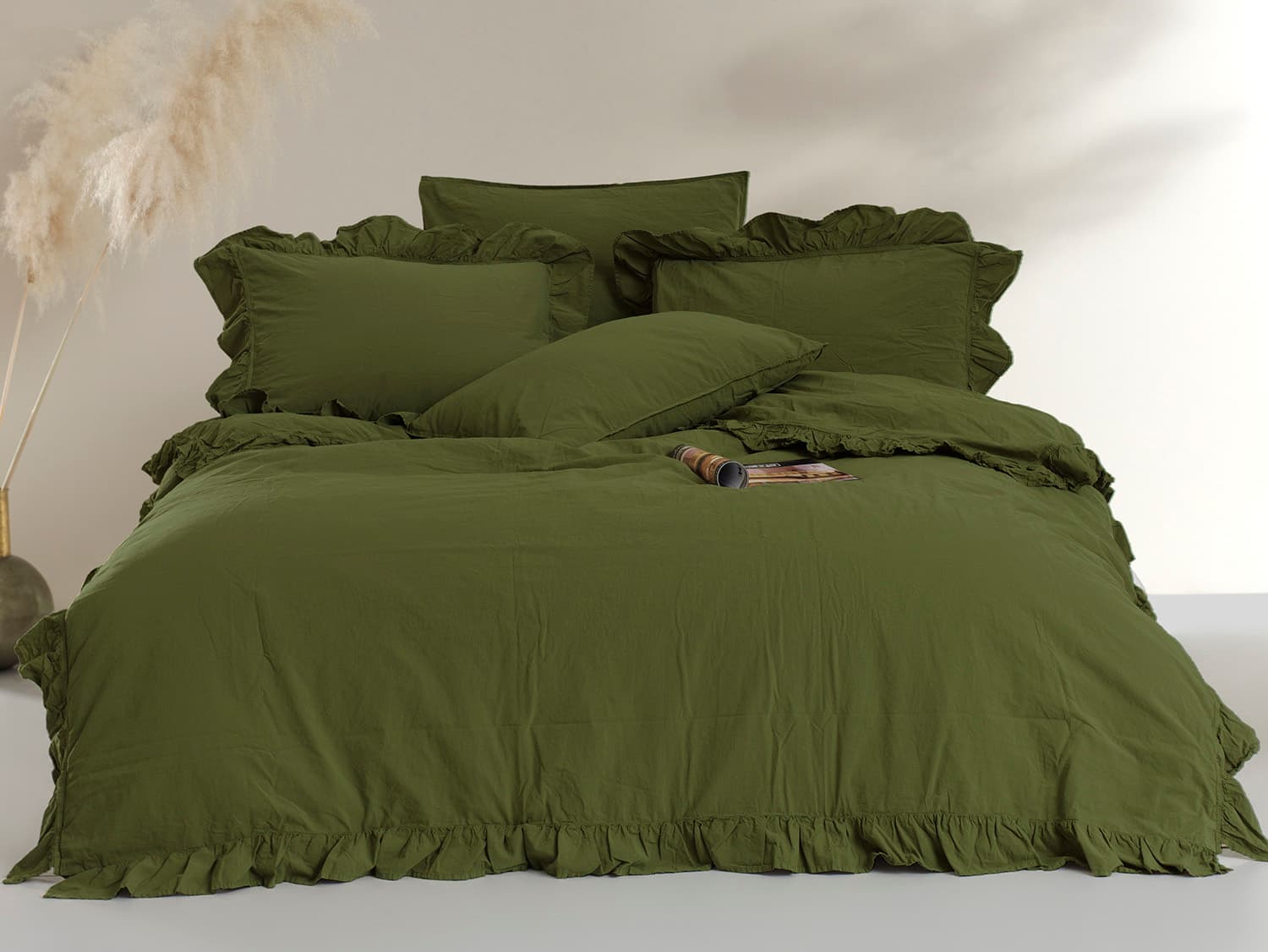 Pościel bawełniana OLIVE/160x200(P) STONEWASHED 
