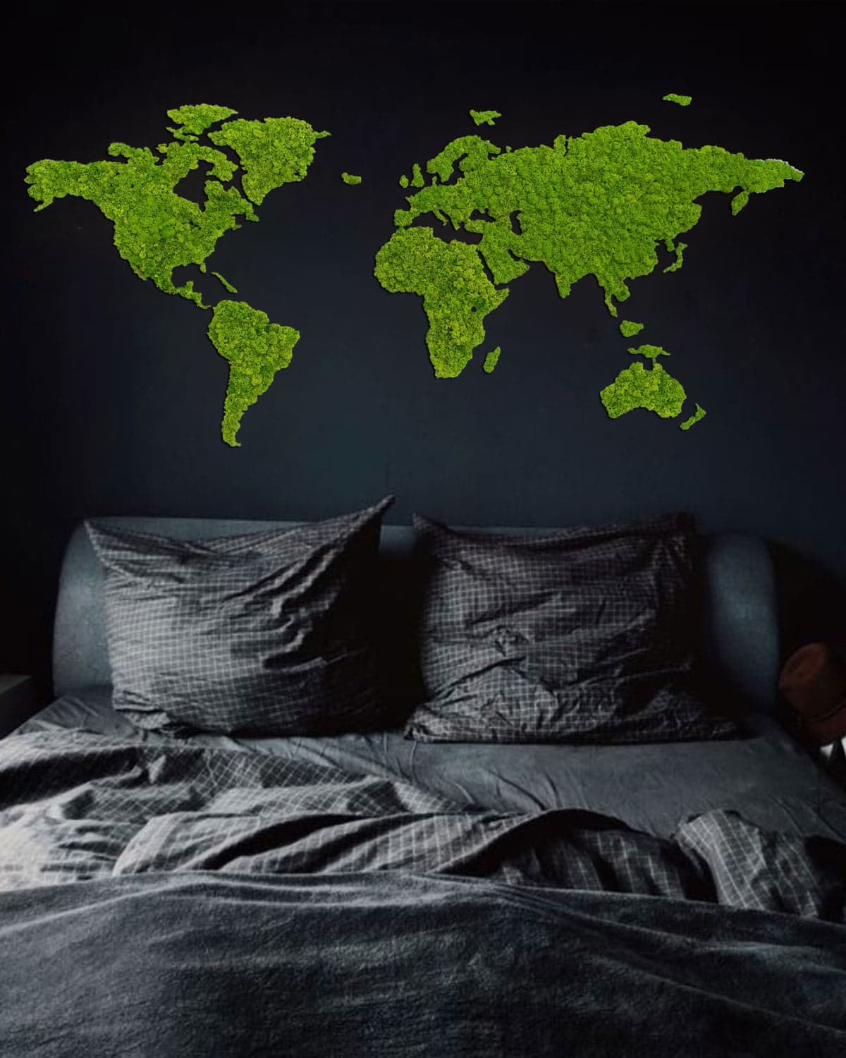 Mapa świata z Mchu Chrobotka Sikorka® Zielona mapa, obraz z mchu - 180x90cm