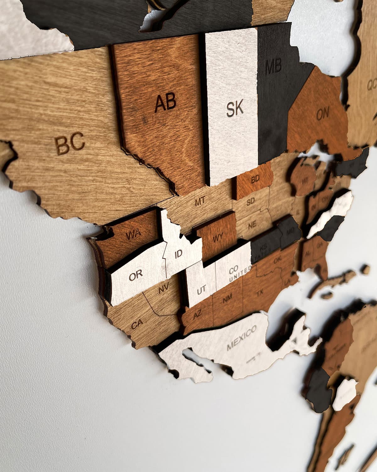 Drewniana Mapa Świata 3D do domu i biura | MOCHA Sikorka® - 120x60cm