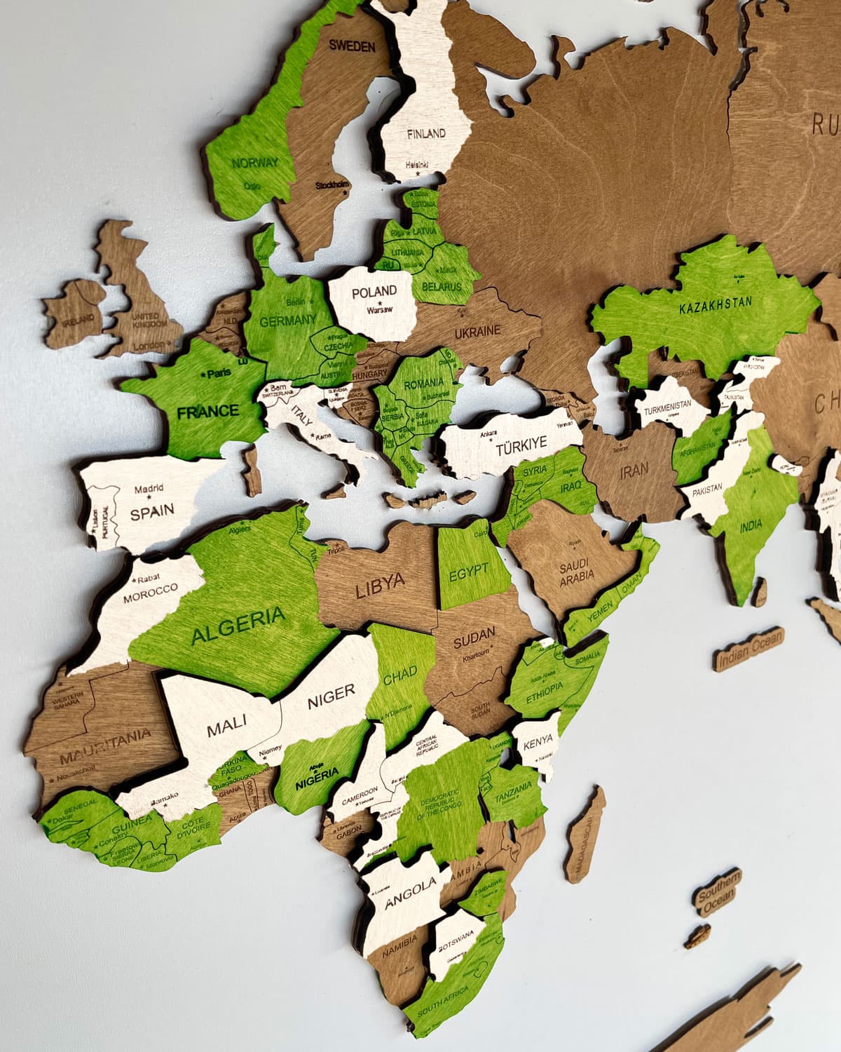 Drewniana Mapa Świata 3d na ścianę | LIME Sikorka® - 180x90cm