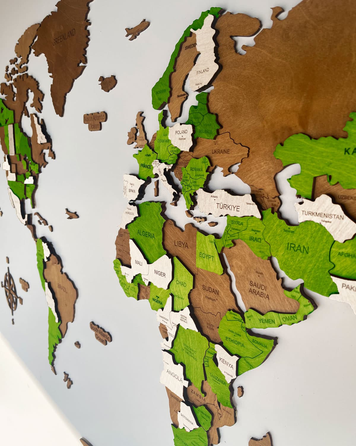 Drewniana Mapa Świata 3d na ścianę | LIME Sikorka® - 180x90cm