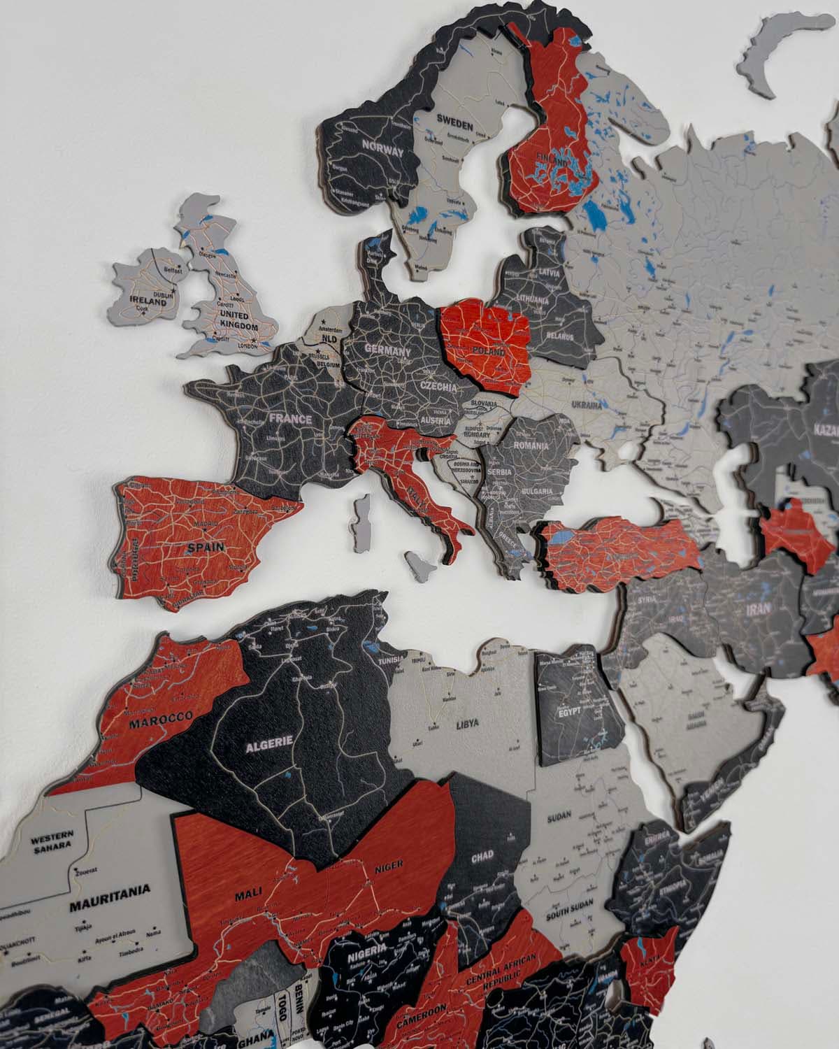 Mapa świata 3d Premium z drewna | RUBY Sikorka® - 200x100cm