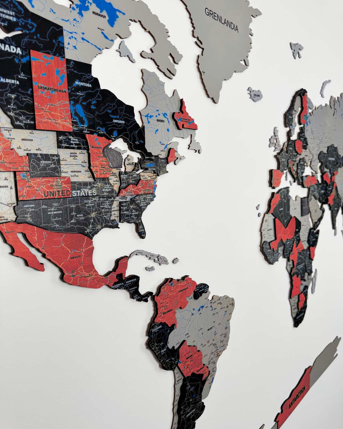 Mapa świata 3d Premium z drewna | RUBY Sikorka® - 200x100cm