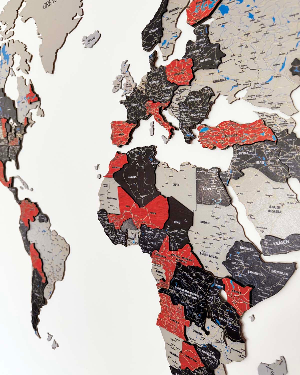 Mapa świata 3d Premium z drewna | RUBY Sikorka® - 200x100cm